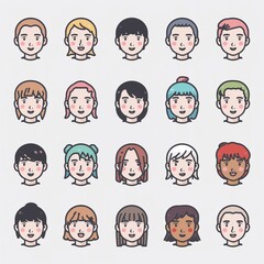 表情豊かなアニメキャラクター顔アイコン集