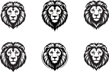 Lion Head Logo – Bold Black and White Symmetrical Illustration for Branding