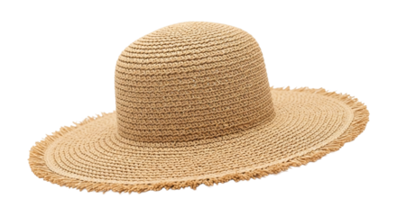 Elegant straw hat with a wide brim, perfect for sun protection and a stylish summer look isolated on transparent background