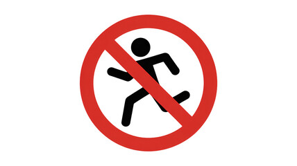 Prohibited running symbol for safety regulations and hazard prevention