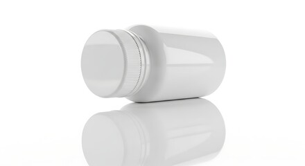 White Supplement Container - Blank Label for Healthcare and Packaging Designs