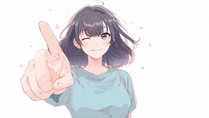 指示や指導を行う女性キャラクターイラスト