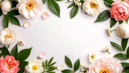 Delicate floral frame on white background