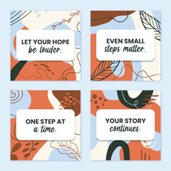 Obraz premium Hand drawn boho instagram posts collection