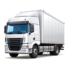 White truck, box trailer, front view