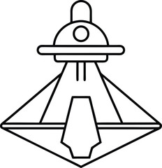 futuristic drone launch pad line art illustration on transparent