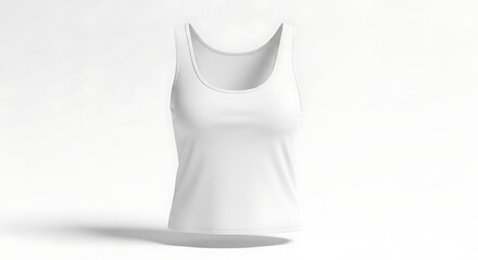 Clean White Tank Top Apparel Mockup on a White Background for Fashion Design and Branding
