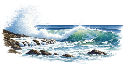 Coastal waves crashing over rocks