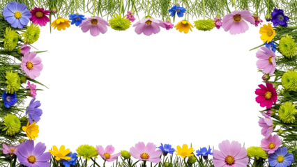 Colorful flower frame on black background