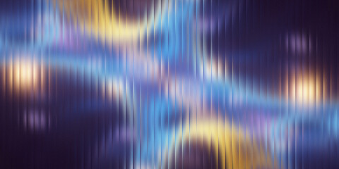 Abstract blurry lights and colors in vertical streaks with deep indigo hues and golden yellow accents