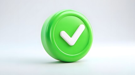 Bright green check mark button on white background