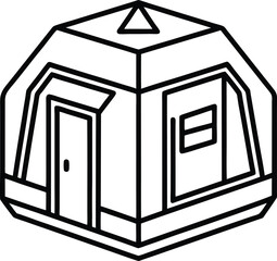 futuristic modular co living pod line art illustration on transparent