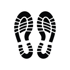  Stylized black shoe print icon with tread detail—symbolizing movement, direction, tracking, and presence in navigation or forensic contexts