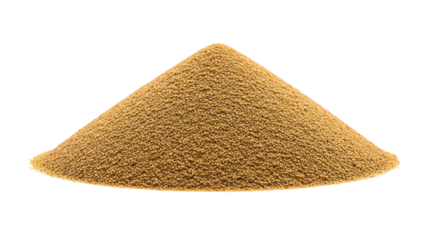 Light tan pile of sand, conical shape, isolated on black