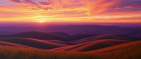 Fototapeta premium dramatic sunset sky over desert sand dunes in scenic wide landscape