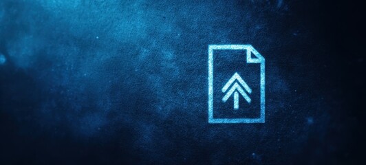 The Upload File Icon on Blue Textured Background Symbolizing Digital File Transfer