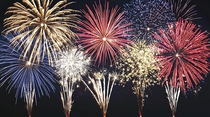 Snow covered ground with colorful fireworks display captured on DSLR, 85mm lens, close focus on sparks and glow