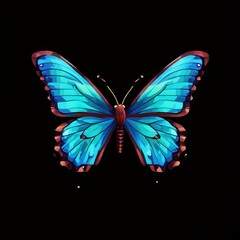Fototapeta premium an AI Image Generator, Blue Butterfly Illustration on Black Background