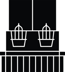 minimalist apartment balcony seating line art illustration on transparent