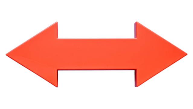 Bright Red Arrow with Transparent Background, 3D Realism Design Element