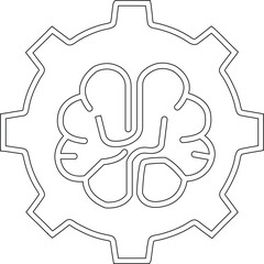 Obraz premium Gear with brain inside – Artificial Intelligence automation and innovation icon