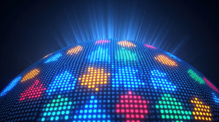 Digital sphere displaying colorful glowing direction arrows