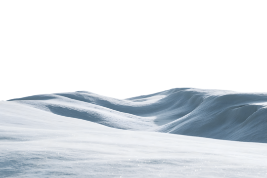 ethereal landscape of snow covered hills  isolated on white background