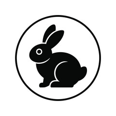 Fototapeta premium Charming Rabbit Silhouette Vector Illustration Black Design Circle Graphic Artwork Isolated on White Background for Children's Projects and Animal Themes