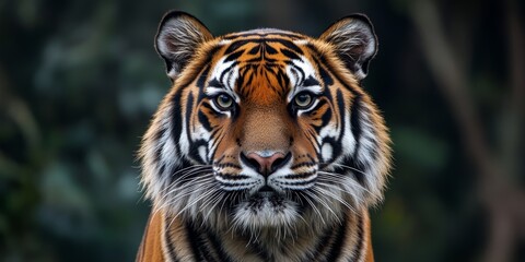 Obraz premium A tiger is staring at the camera with its mouth open. The tiger is in a forest setting