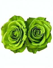 Two vibrant lime green roses close-up