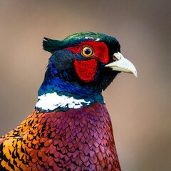 Close-up portrait of a colorful pheasant