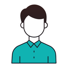 Simple flat icon of a person wearing a teal collared shirt