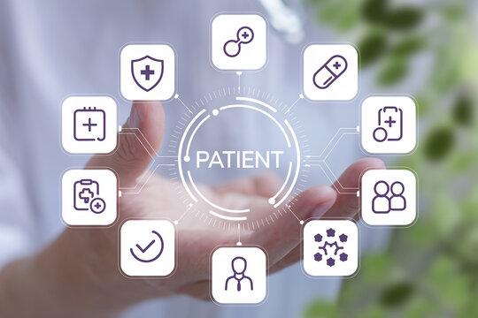 Patient care healthcare medical services digital health technology and patient management system concept