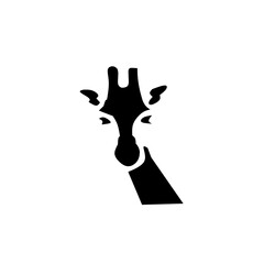 Black silhouette of a giraffe head with simple design. Perfect for decoration, stencil, tattoo, safari theme, wildlife art, zoo illustration, and creative projects.