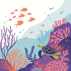 Obraz premium A vibrant sun drenched african savannah scene featuring a herd of zebras peacefully grazing under a clear blue sky rendered in a clean vector illustration style