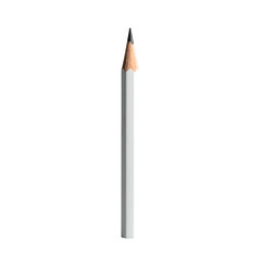 A digitally rendered, white colored pencil with a sharpened graphite tip against a black background