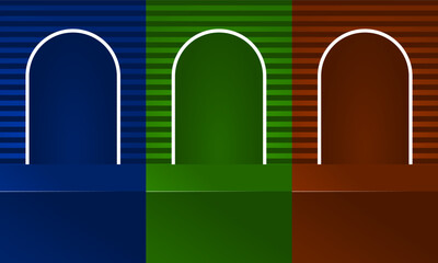 Modern podium with striped aesthetic background in luxury setting