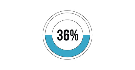  Circular progress indicator showing 36 percent completion—minimalist blue UI element for dashboards, analytics, and task tracking visuals