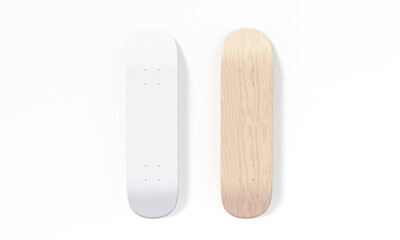 Fototapeta na wymiar Blank skateboard decks mockup front back