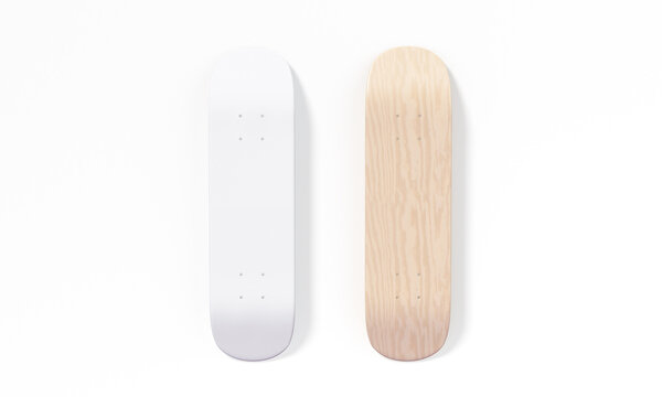 Blank skateboard decks mockup front back