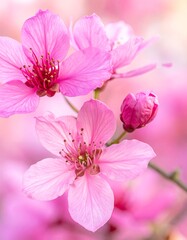 Obraz premium Close-up of delicate pink blossoms