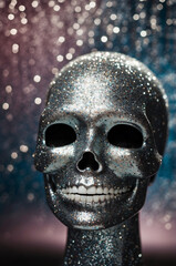 Glitter skull close-up – luxury dark art concept