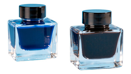 Square Blue Perfume Bottle with Glossy Finish, Clear Background, 3D Realism Design Element