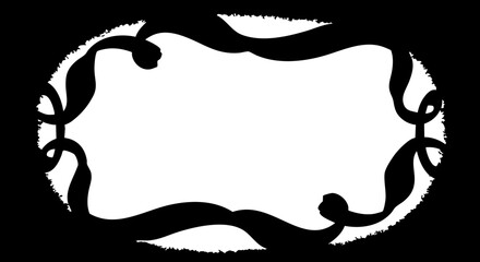 Elegant decorative oval frame with flowing ribbons, perfect for invitations, announcements, or creative design projects, scalable vector graphic