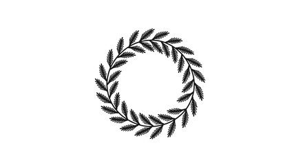 Flat vector icon of Christmas wreath in black and white design  