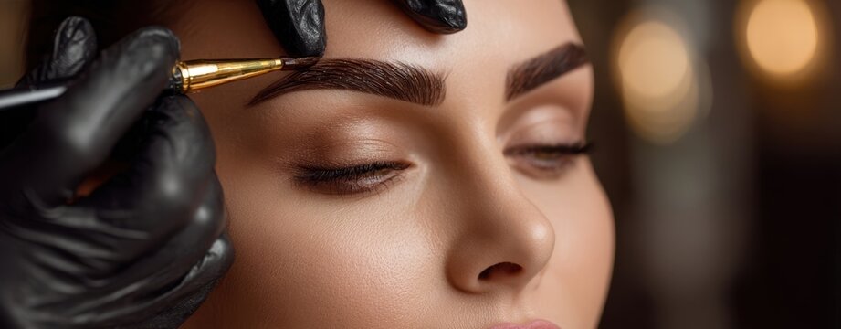 The Eyebrow Microblading Procedure Performed by a Professional in a Luxury Salon