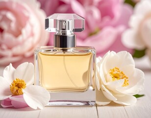 Perfume bottle with flowers