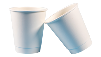 White Paper Cups with Transparent Background, Minimalist Design Element