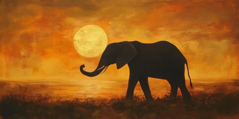 A stunning silhouette of an elephant against a vibrant sunset, highlighting the beauty of wildlife in its natural habitat. Perfect for nature lovers.