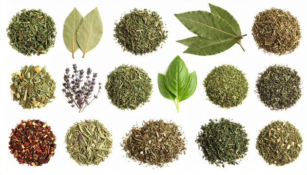 Assorted dried herbs and spices with wooden spoons and bowls including peppercorns, rosemary, oregano, and bay leaves for editorial culinary photography natural ingredient decor and poetic flavor-them